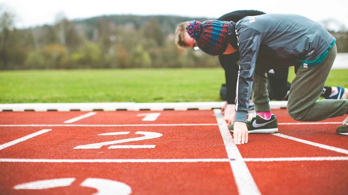 Plastic tartan track and field athletics stadium start block